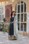 KA 1136 Faux Blooming Embroidery Designer Gown With Dupatta Wholesalers In Surat